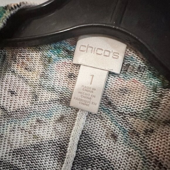 Chicos Size 1 Large Leopard Print Cardigan Tassel Sweater Cotton Shacket Boho - Picture 4 of 6